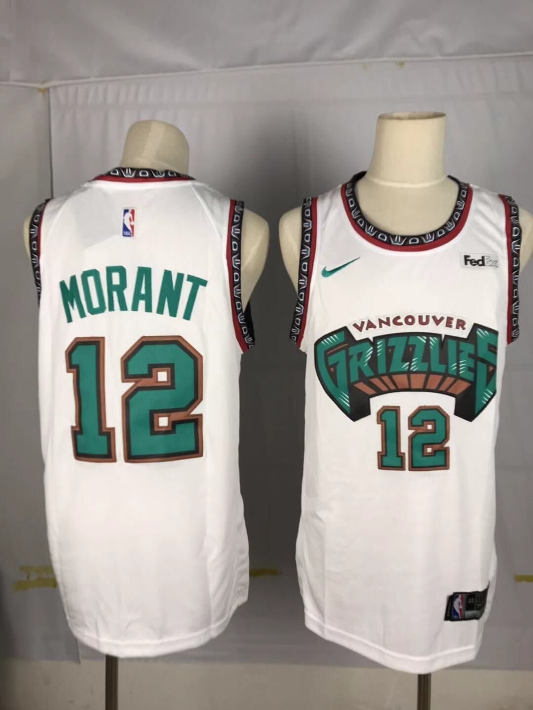 Men Memphis Grizzlies #12 Morant White Throwback Nike NBA Jerseys
